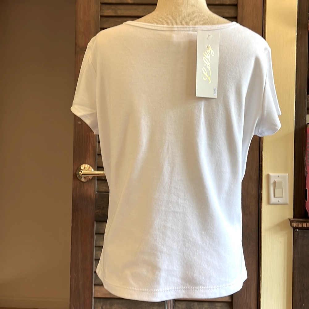 White with Sage Bead Detailed Tee - Picture 4 of 9